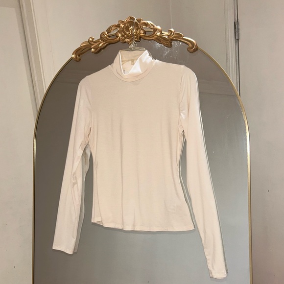Reformation Cream Long Sleeve Turtleneck Top